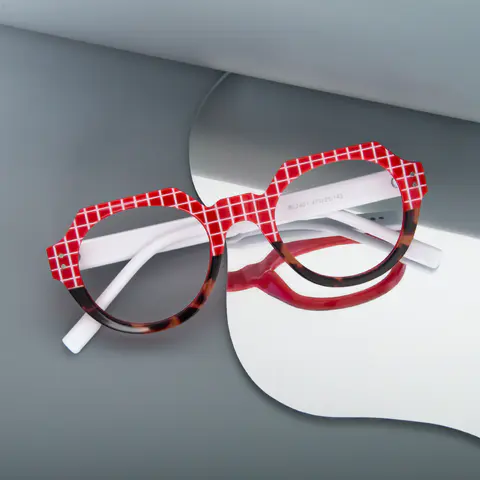 Geometric Red Eyeglasses