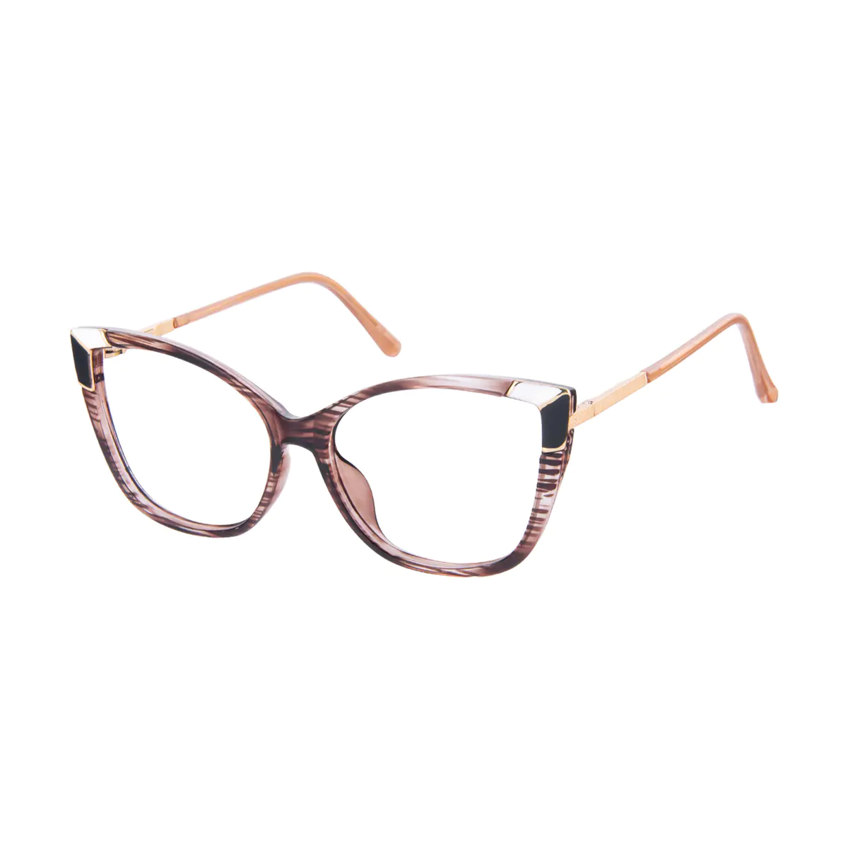 Cat-eye Striped Eyeglasses