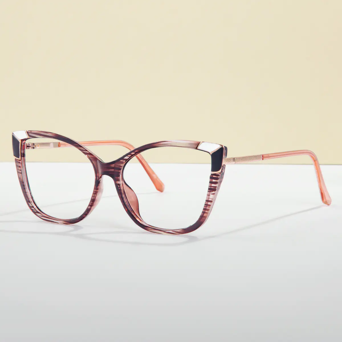 Cat-eye Striped Eyeglasses
