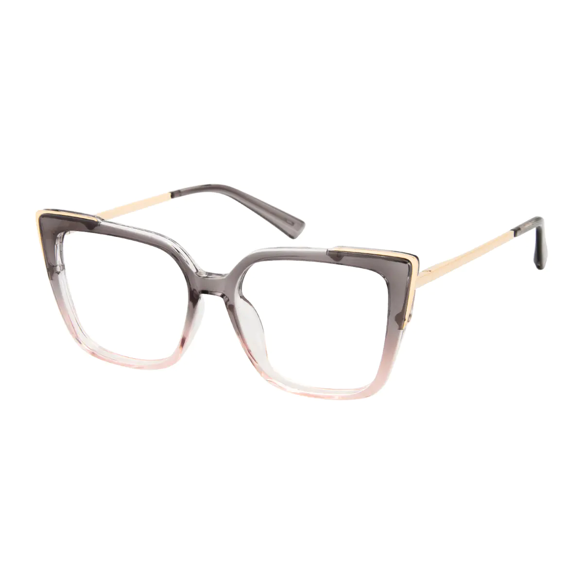 Square Transparent Gray/Transparent Pink Reading Glasses