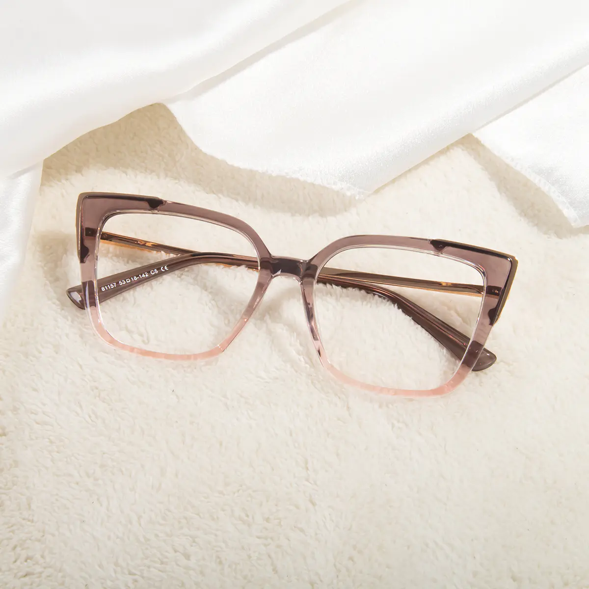 Square Transparent Gray/Transparent Pink Reading Glasses