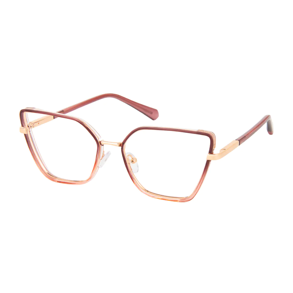 Square Brown/Transparent Pink Eyeglasses