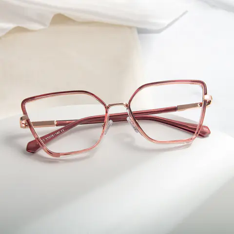 Square Brown/Transparent Pink Eyeglasses