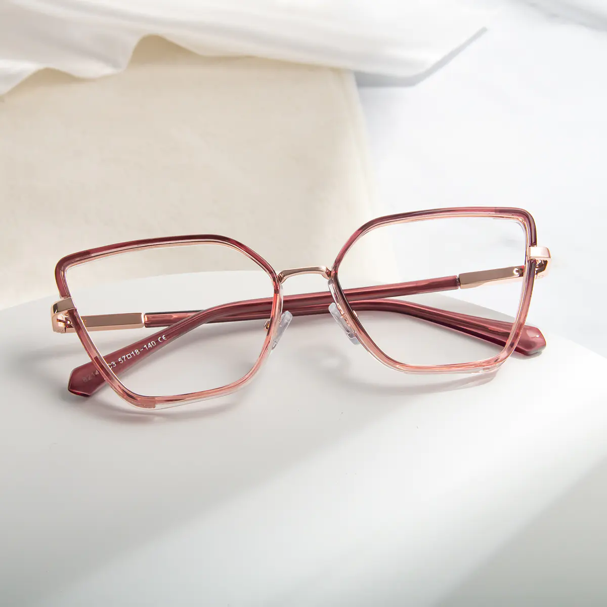 Square Brown/Transparent Pink Eyeglasses