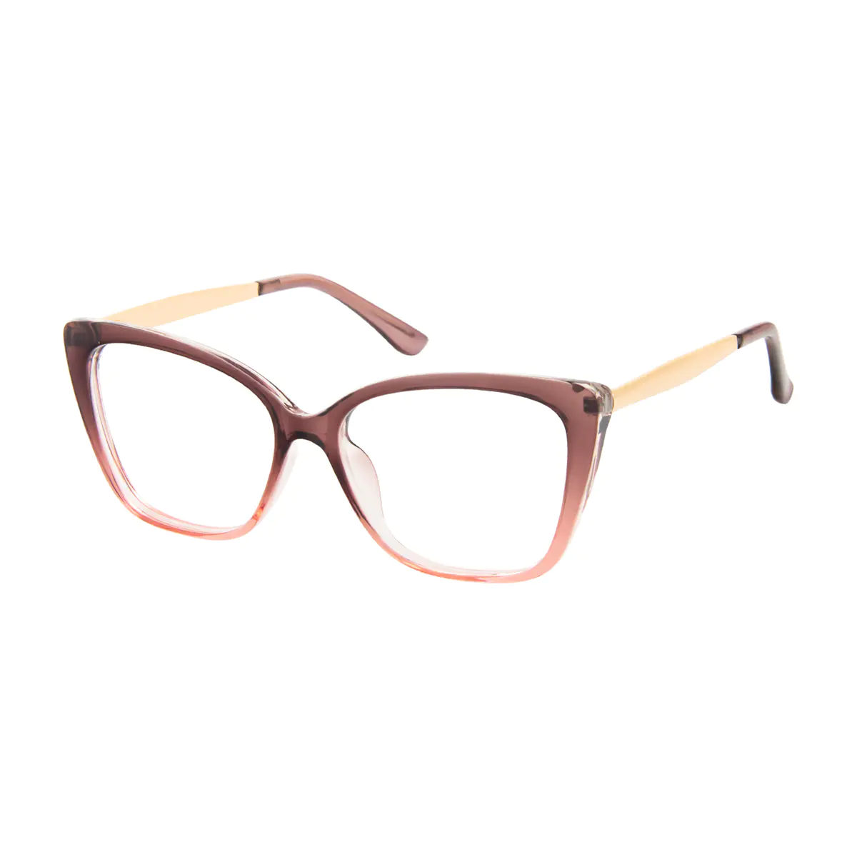 Square Brown/Transparent Pink Eyeglasses