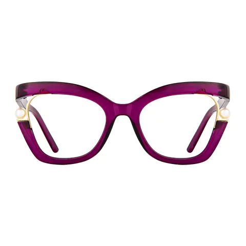 Square Transparent Purple Eyeglasses