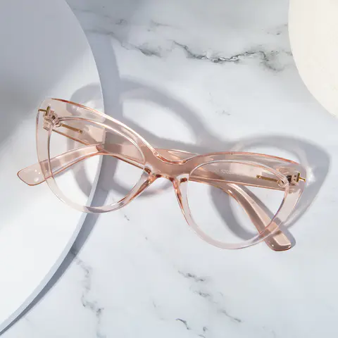 Cat-eye Transparent Pink Eyeglasses