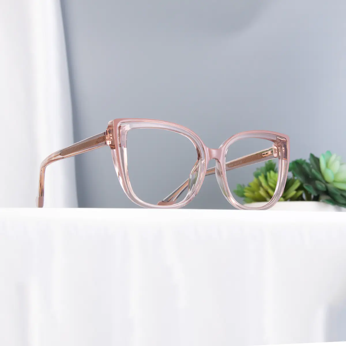 Square Transparent Pink Eyeglasses