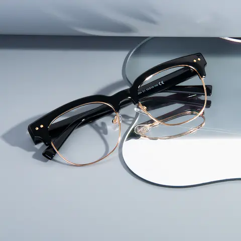 Browline Black Gold Eyeglasses