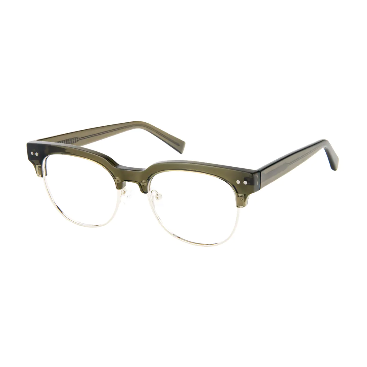 Browline Transparent Green Eyeglasses
