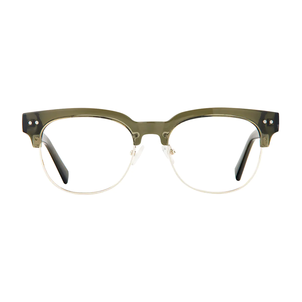 Browline Transparent Green Eyeglasses
