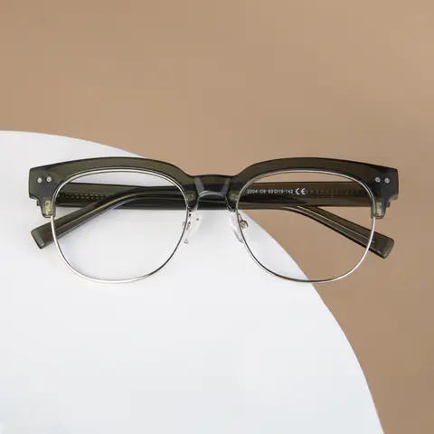 Browline Transparent Green Eyeglasses