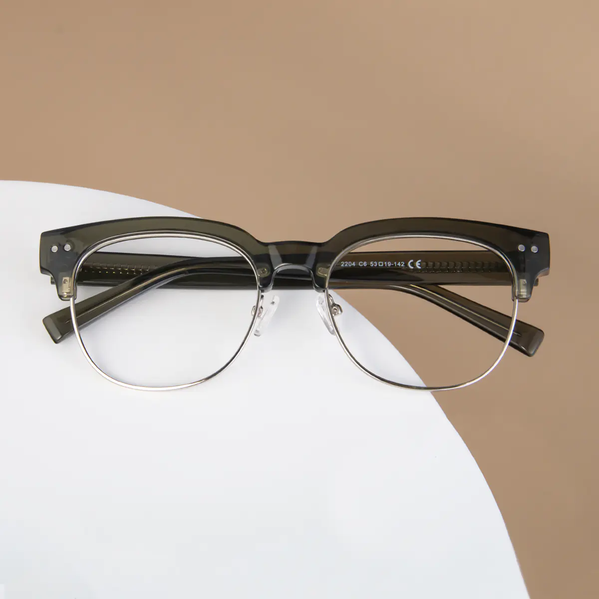 Browline Transparent Green Eyeglasses