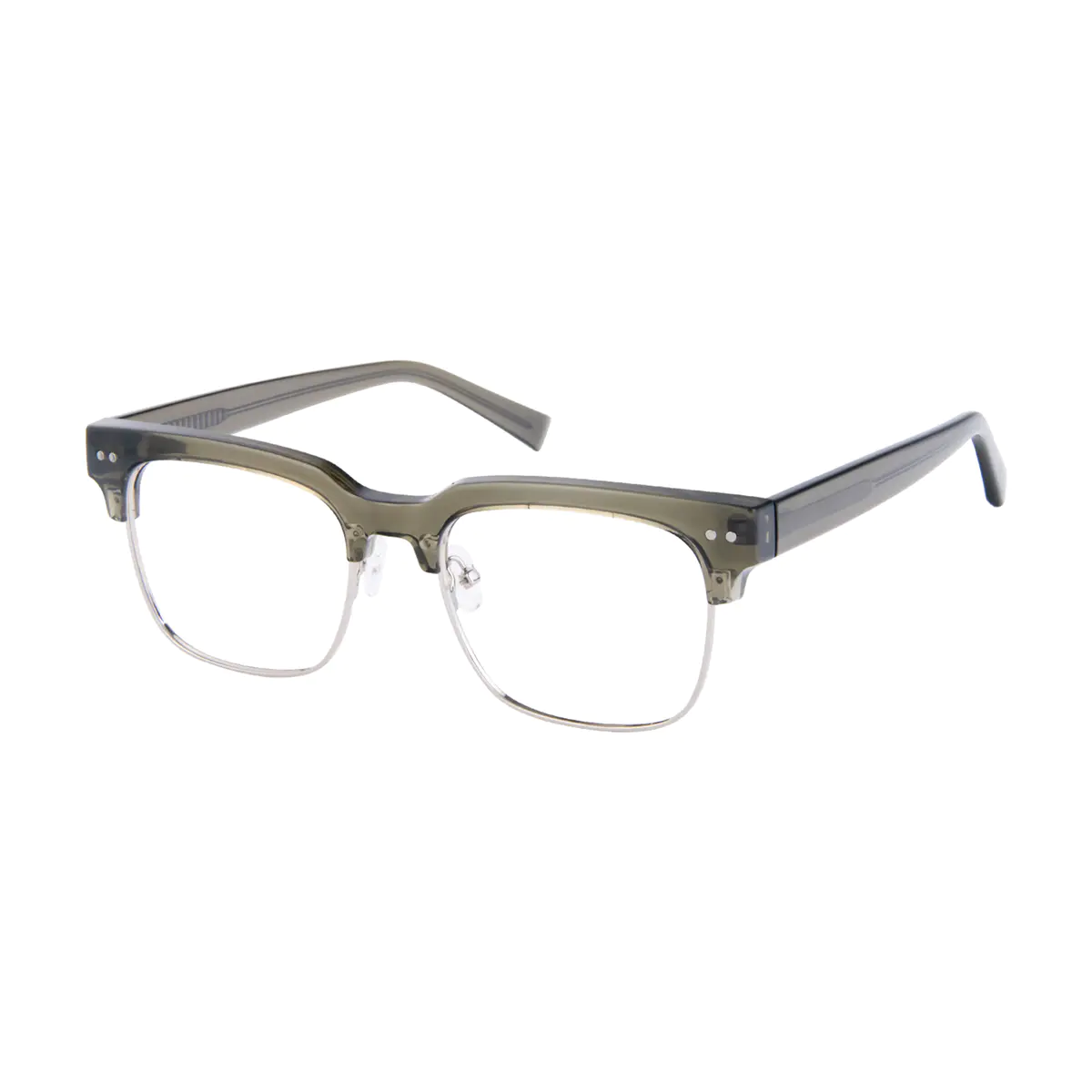 Browline Transparent Green Eyeglasses