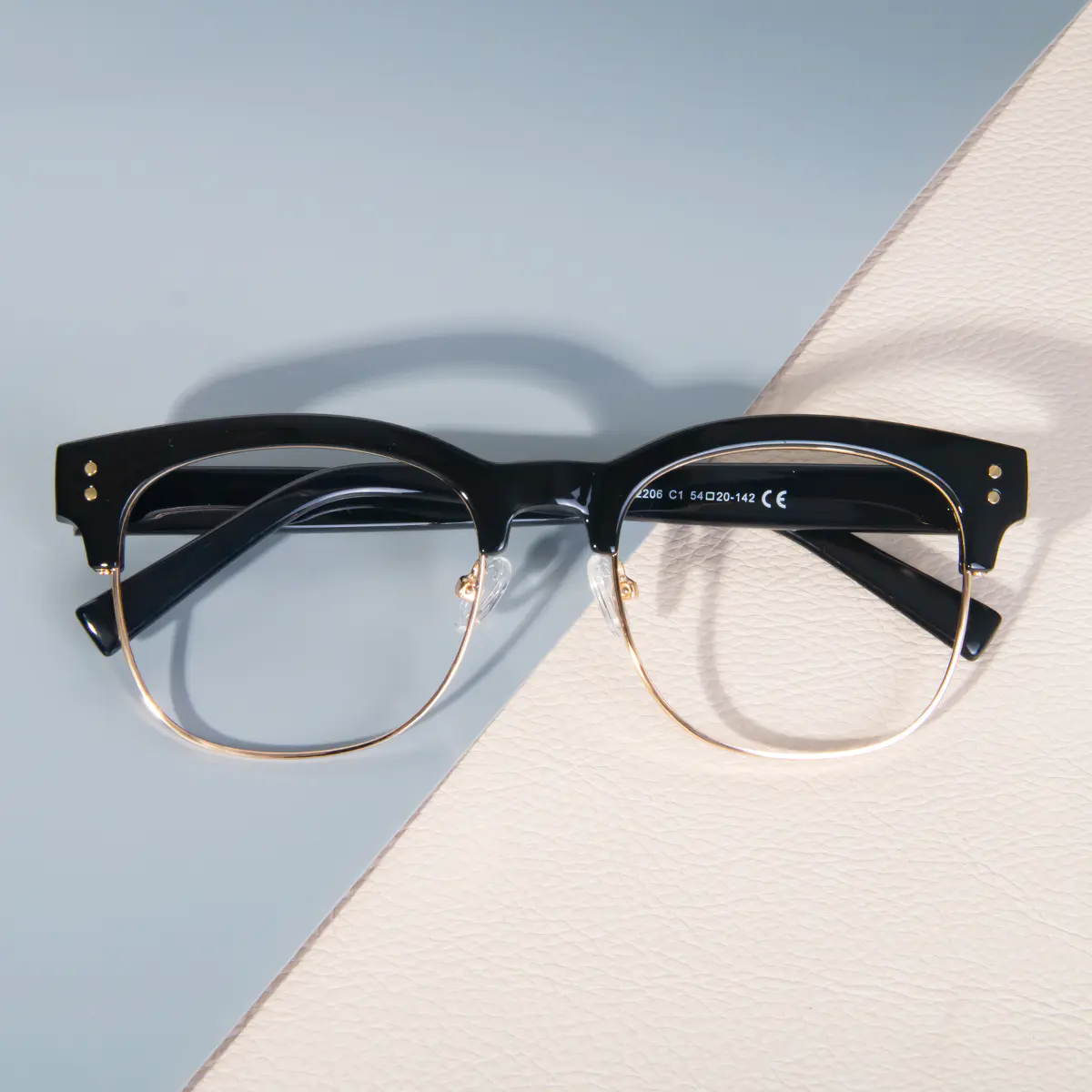 Browline Black Gold Eyeglasses