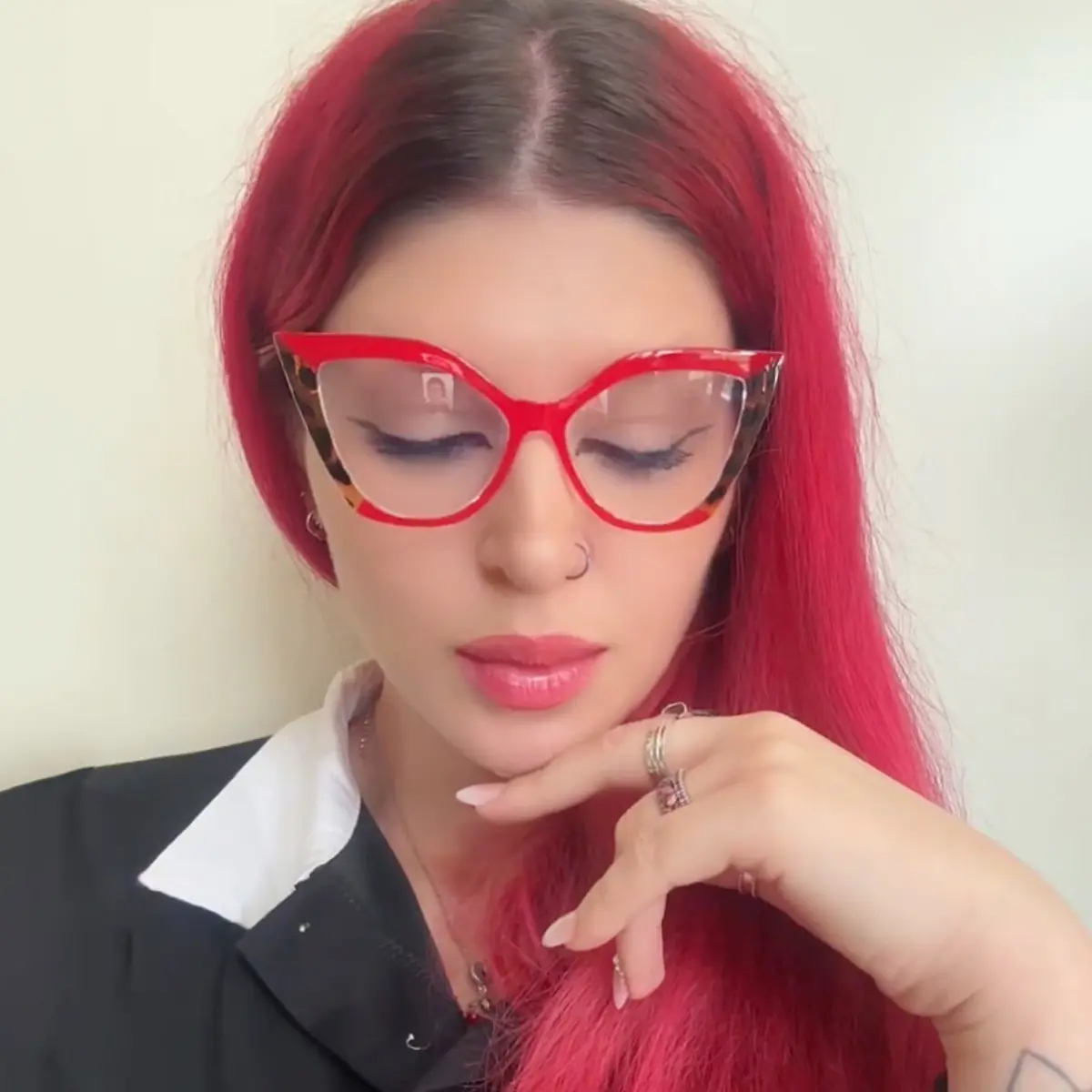 Cat-eye Tortoiseshell/Red Eyeglasses