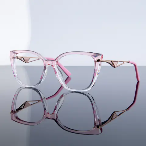 Square Transparent Pink Eyeglasses
