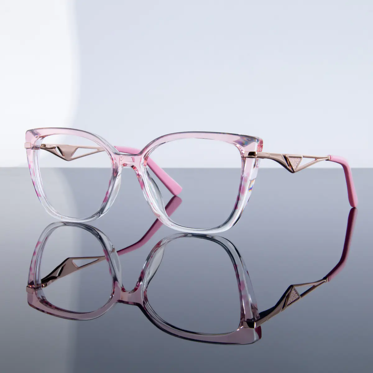 Square Transparent Pink Eyeglasses
