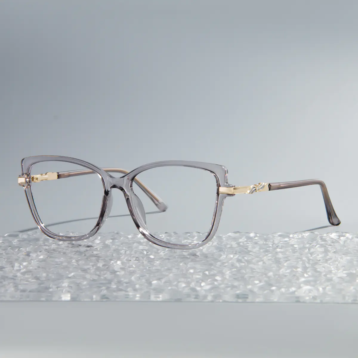 Square Transparent Gray Eyeglasses