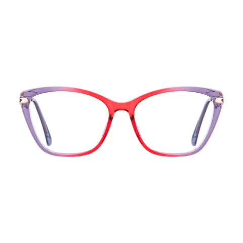Square Transparent Purple/Transparent Red Eyeglasses