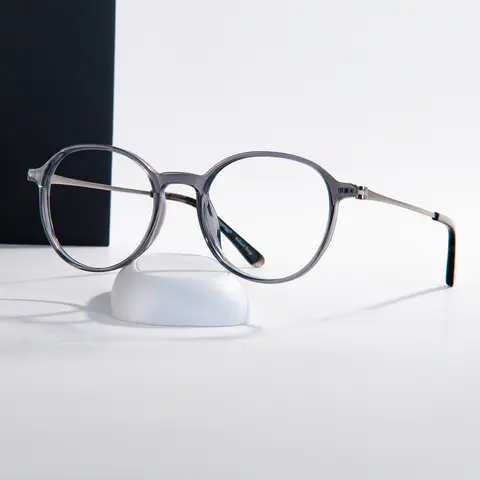 Round Grey Eyeglasses