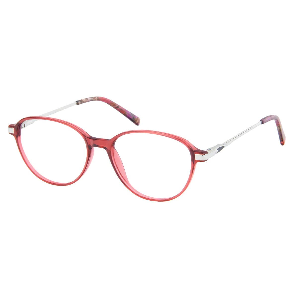 Round Transparent Red Eyeglasses