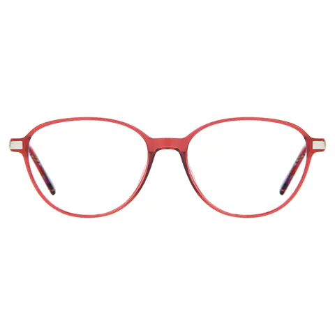 Round Transparent Red Eyeglasses