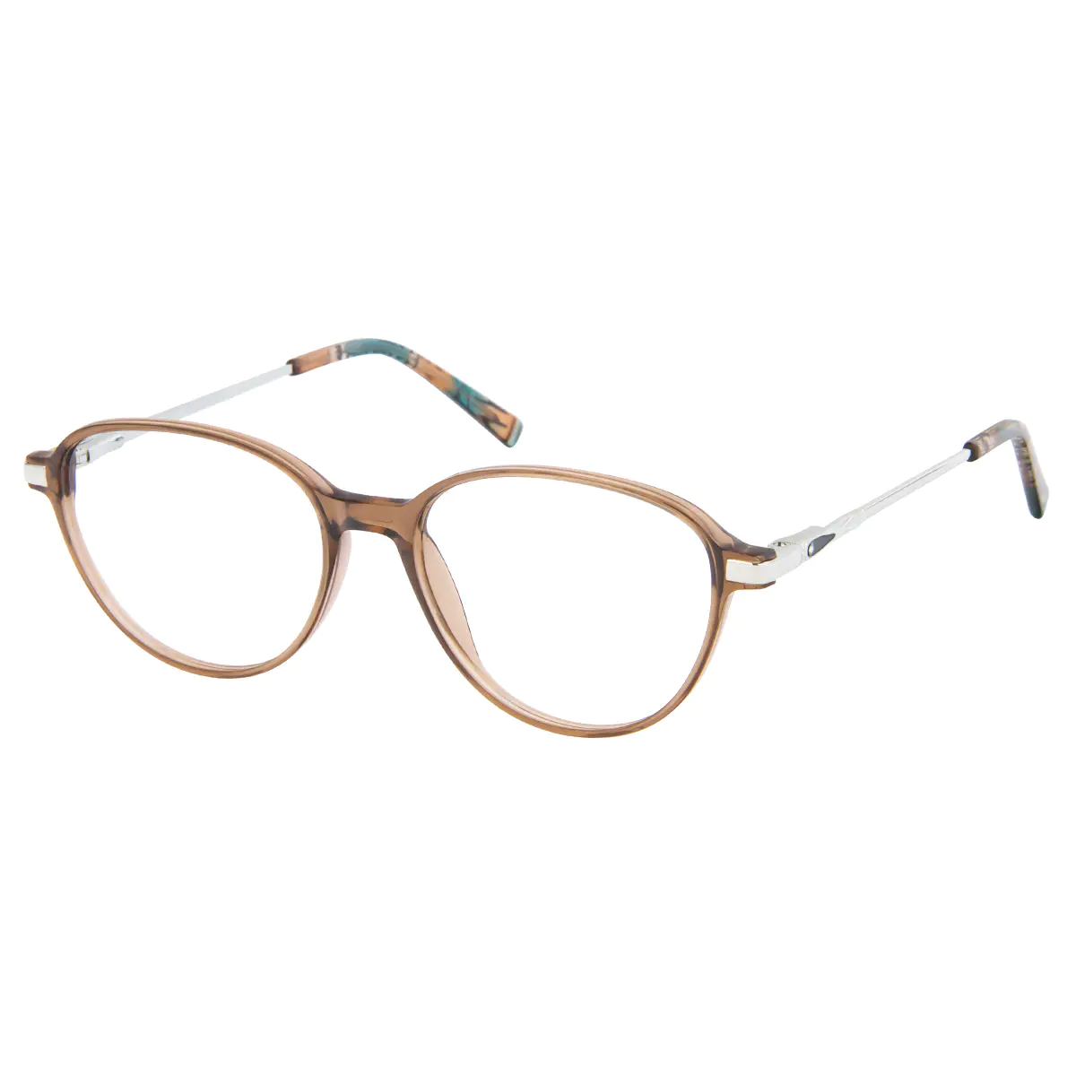 Round Transparent Brown Eyeglasses