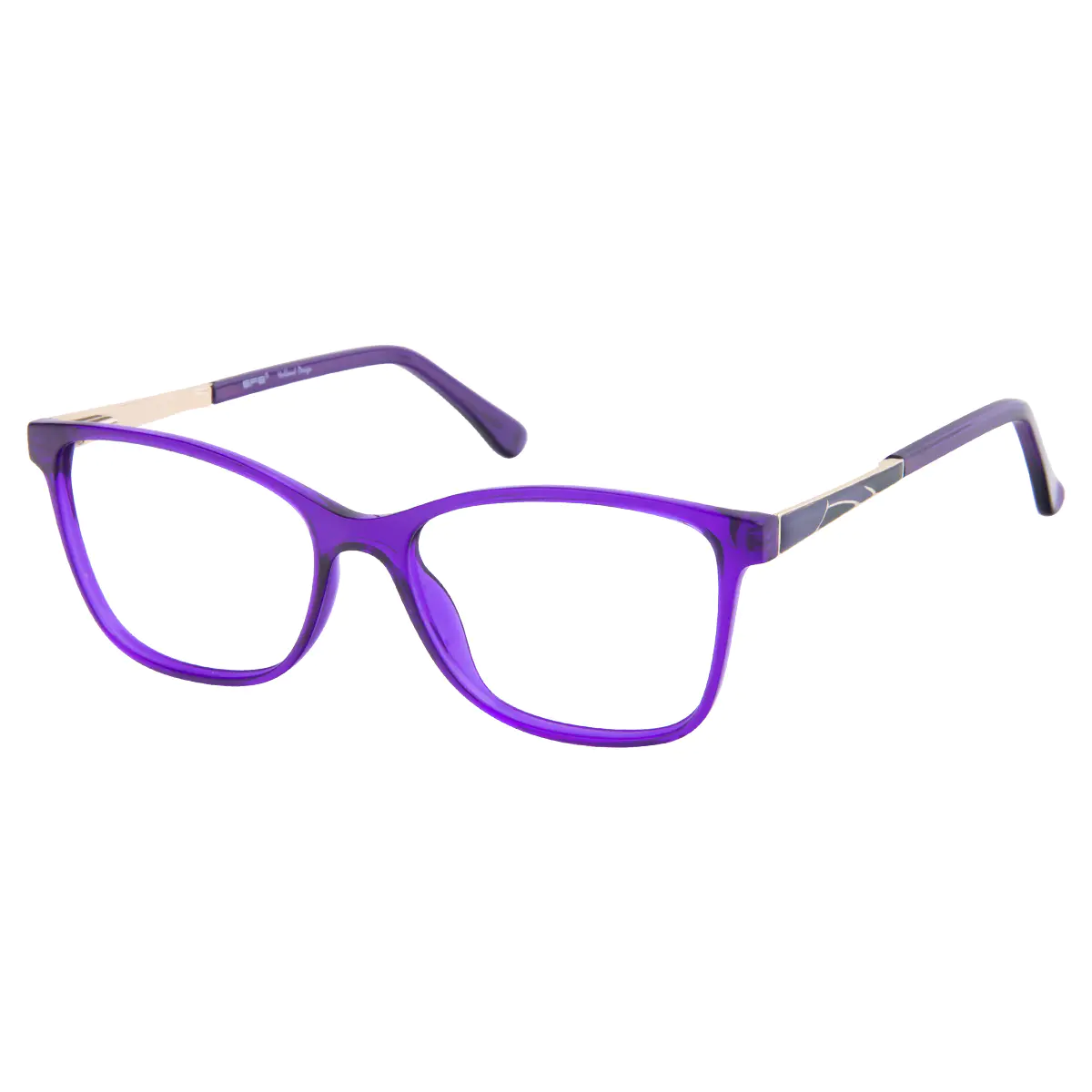 Rectangle Transparent Purple Eyeglasses