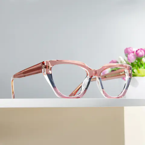 Square Transparent Pink Eyeglasses