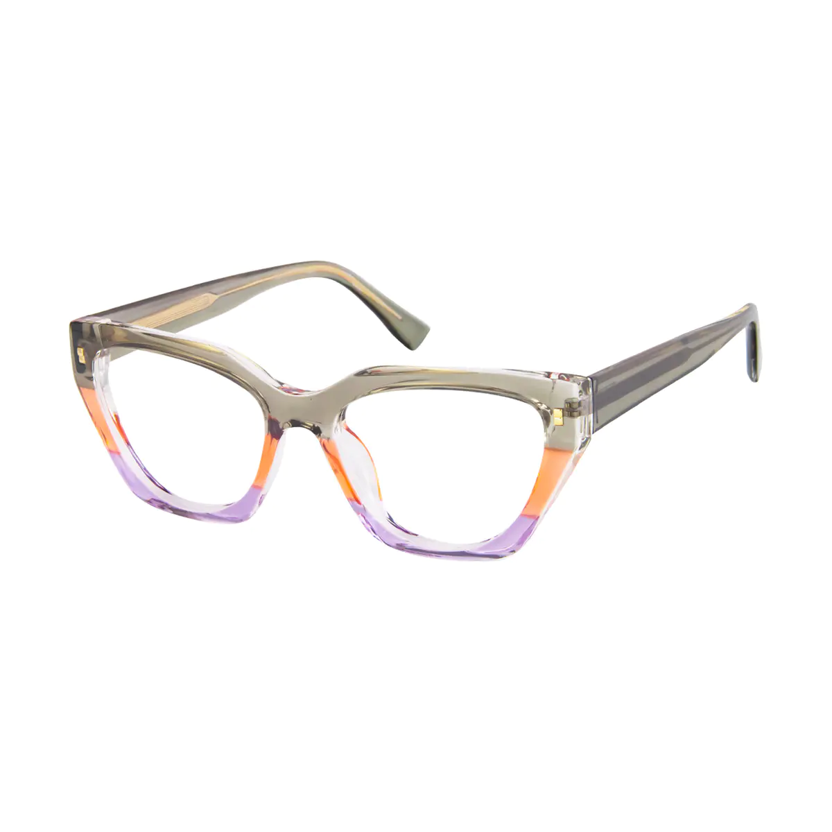 Square Transparent Green Eyeglasses