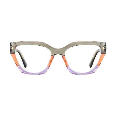 Square Transparent Green Eyeglasses