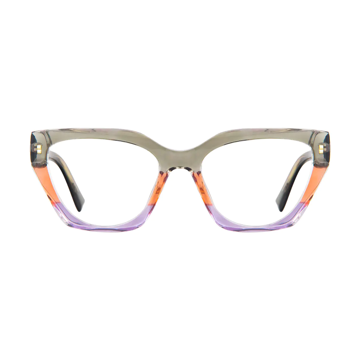 Square Transparent Green Eyeglasses