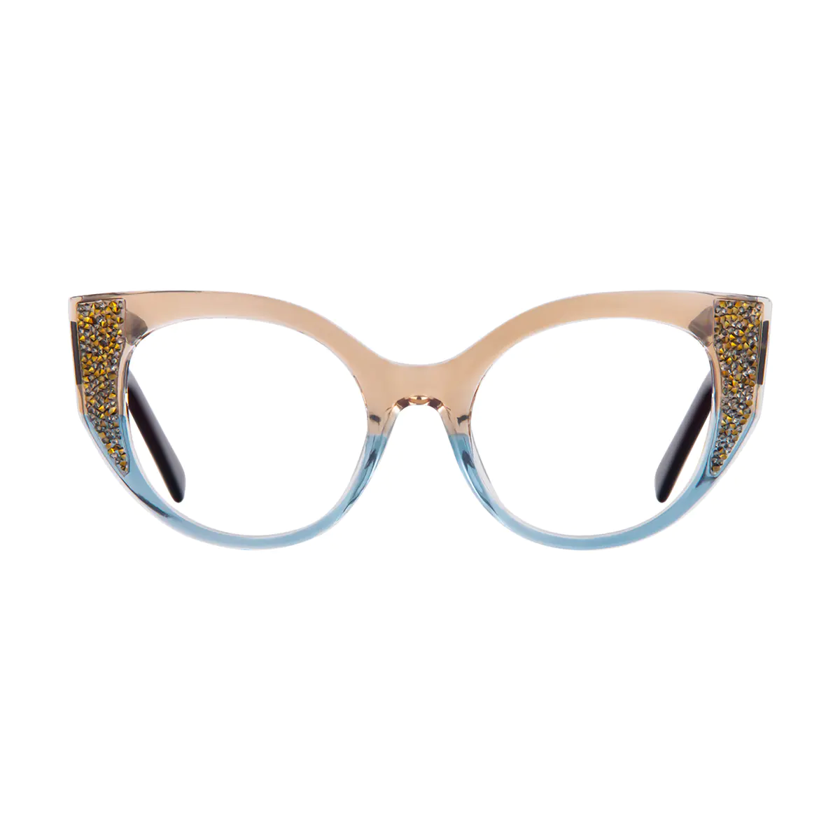 Cat-eye Transparent Amber/Transparent Blue Eyeglasses