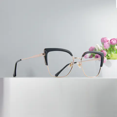 Cat-eye Black Gold Eyeglasses