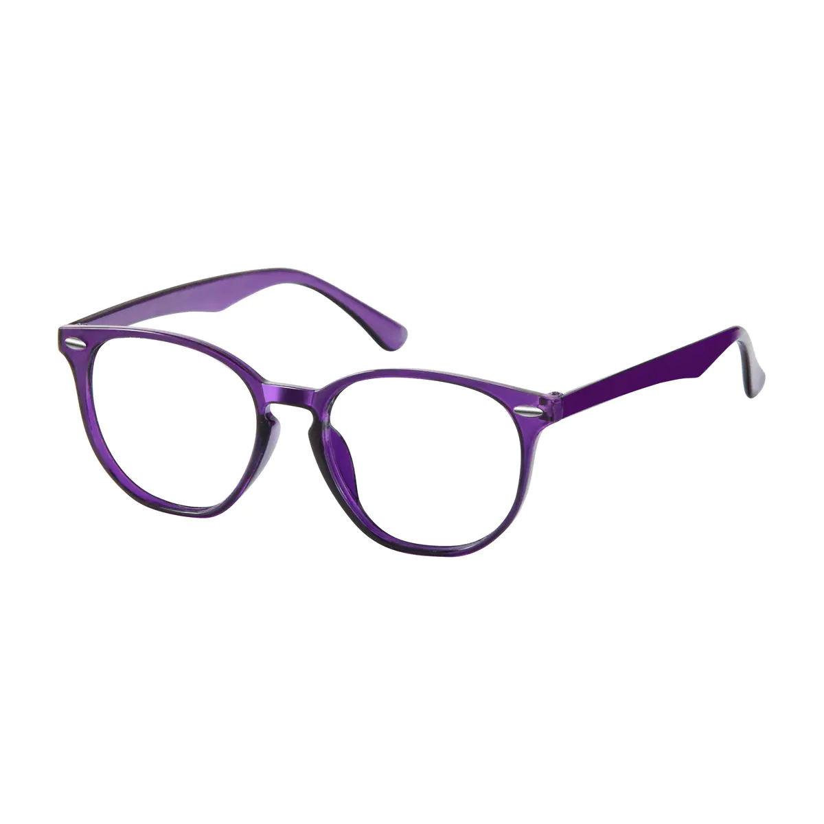 Round Transparent Purple Eyeglasses