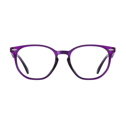 Round Transparent Purple Eyeglasses