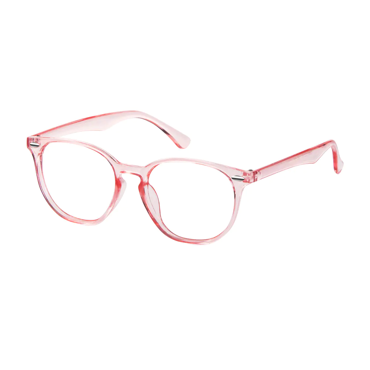 Round Transparent Pink Eyeglasses