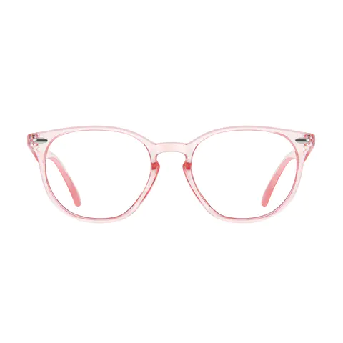 Round Transparent Pink Eyeglasses