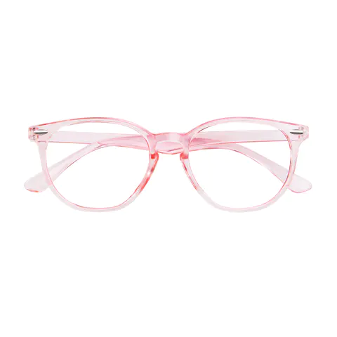 Round Transparent Pink Eyeglasses