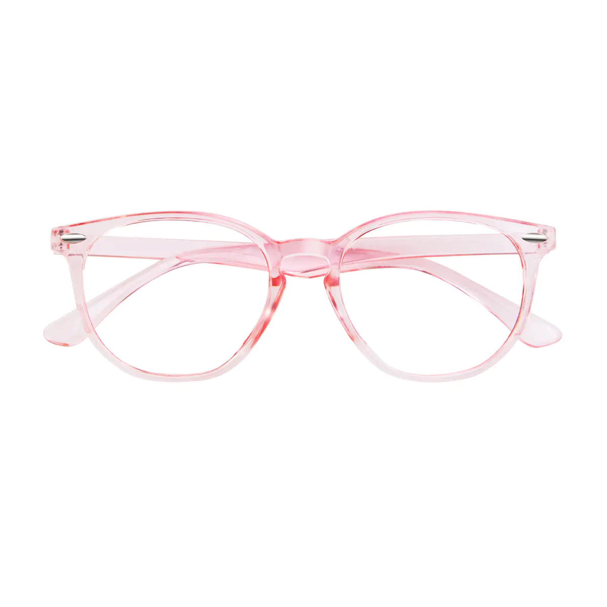 Round Transparent Pink Eyeglasses