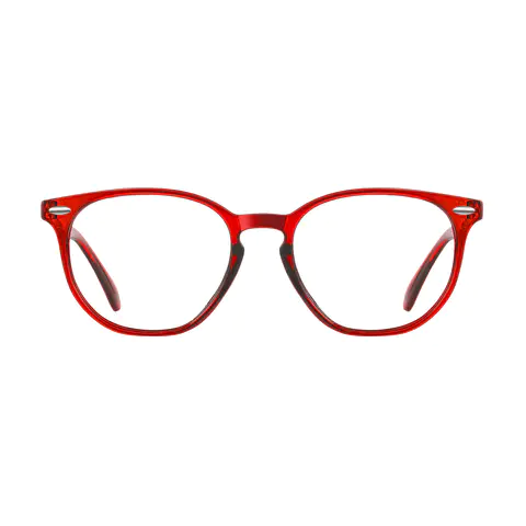 Round Transparent Red Eyeglasses