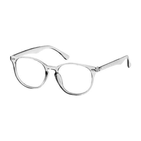 Round Transparent Gray Eyeglasses