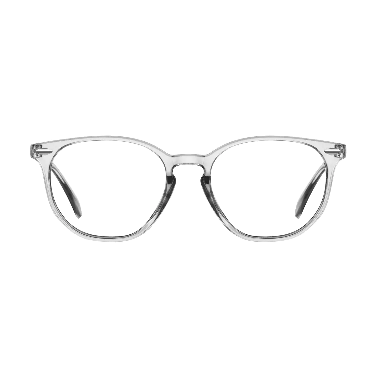 Round Transparent Gray Eyeglasses