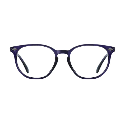 Round Transparent Blue Eyeglasses