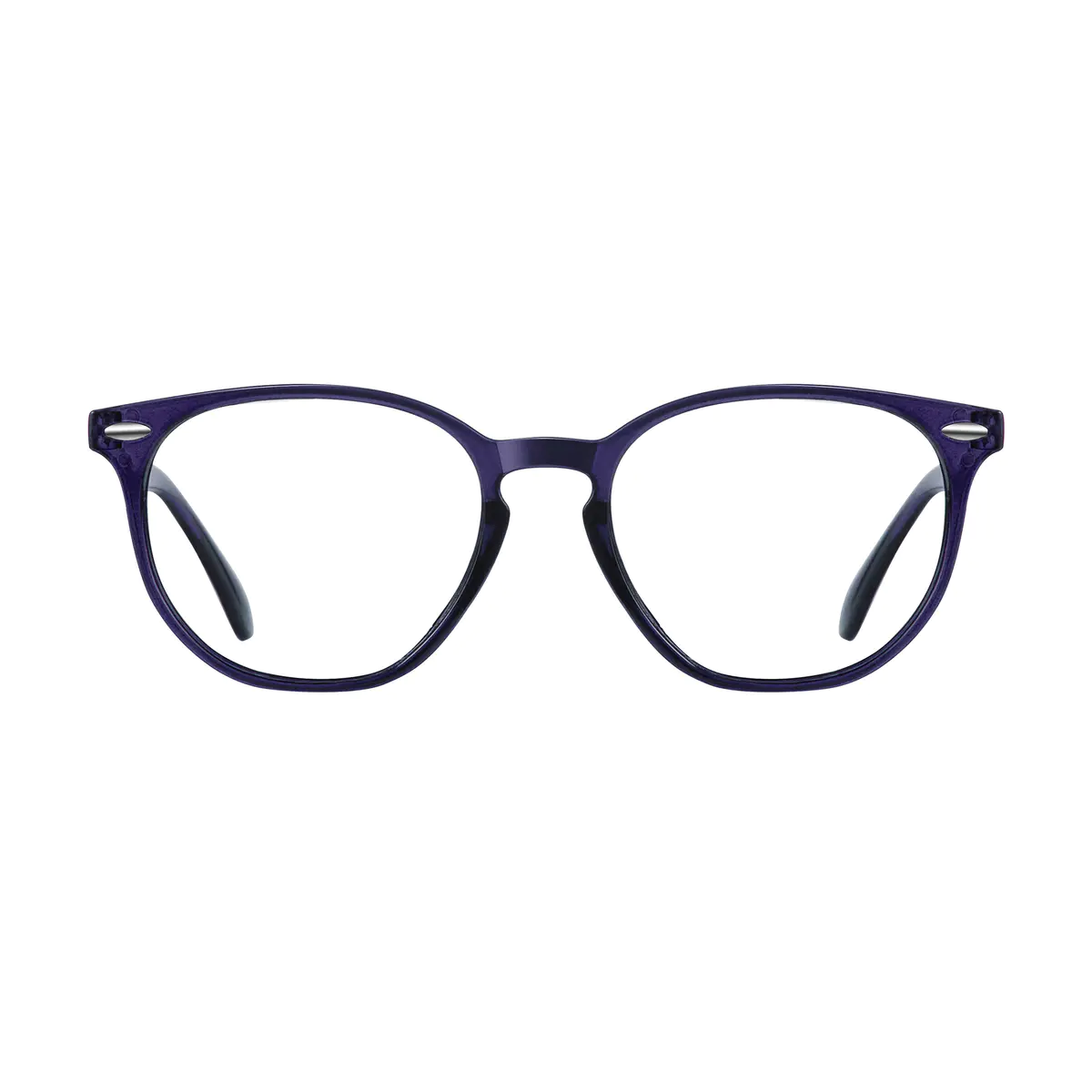 Round Transparent Blue Eyeglasses