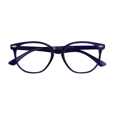 Round Transparent Blue Eyeglasses