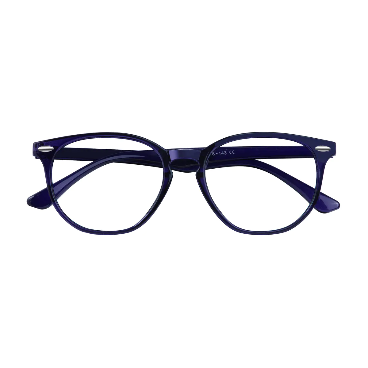 Round Transparent Blue Eyeglasses