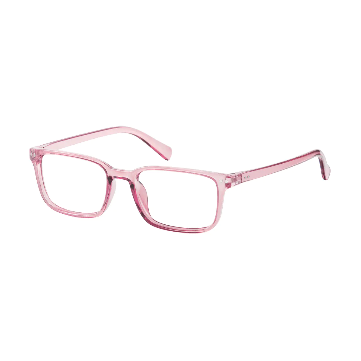 Rectangle Transparent Pink Eyeglasses