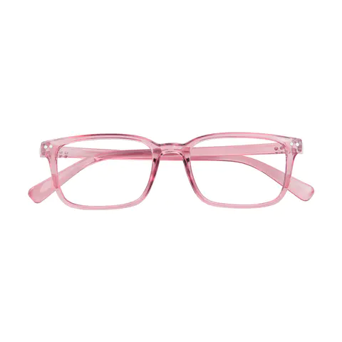 Rectangle Transparent Pink Eyeglasses